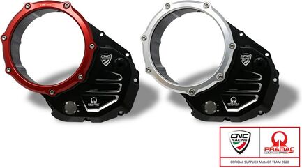 CNC Racing / シーエヌシーレーシング Clear cover oil bath clutch Ducati Pramac Racing Limited Edition, Black/Silver | CA502BSPR