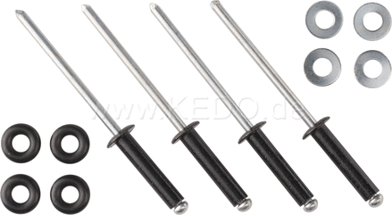 Kedo Rivet Set, Black, compl. with O-ring + Washers, for Sprocket Cover Repair, 12 Pcs. | 60610S