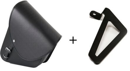 CustomAcces / カスタムアクセス Barcelona Leather Saddlebag Left Side + Universal Support Side Left, Black | APS007N