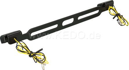 Kedo Cube-Style Indicator Bracket Stainless Steel incl Indicator, tinted, 'e' approved for mounting with 180mm wide Euro numberplate | 41365