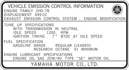 Kedo Indicating Label 'Vehicle Emission Control Information' type 2H0 78, LH side cover (inside) | 21290