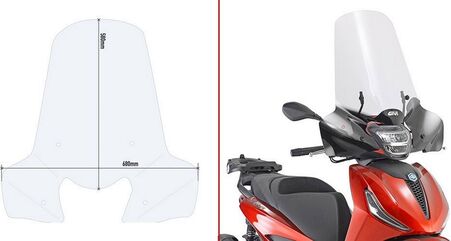 GIVI / ジビ Windscreen Transparent 58x68 Piaggio Beverly 300-400 HPE (21-22) | 5616A