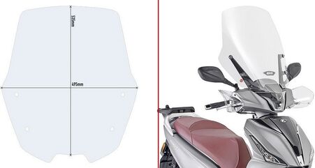 GIVI / ジビ Windscreen Transparent 53.5x49.5 Kymco People S 125-150-200 | D6113ST