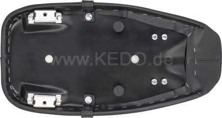 Kedo Seat 'Ultra Classic', ribbed black cover, black piping, ready-to-mount, including rear bracket 27153, length 55cm, incl passenger seat strap. | 40847