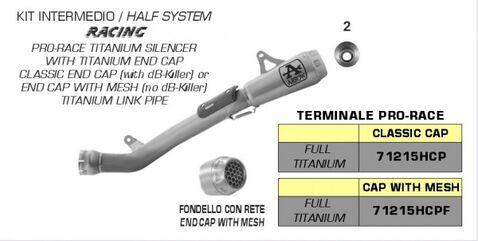 Arrow / アローストリートハーフシステムレース - プロレースチタンサイレンサー +チタンリンクパイプ、エンドキャップチタン、DBキラーが含まれています | 71215HCP