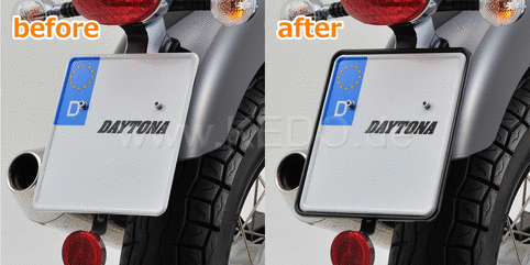 Kedo License Plate Support Daytona, aluminum black anodized, deep-drawn with edge | 63033