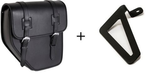 CustomAcces / カスタムアクセス Ibiza Leather Saddlebag Right Side + Universal Support Right Side, Black | APM001N