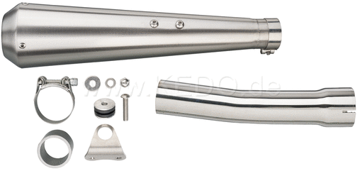 Kedo Gibbonslap Stainless Steel silencers, NOT Street Legal, incl dB killer, Connector Pipe and Bracket (in combination with center stand see item 27938) | WM0022-1