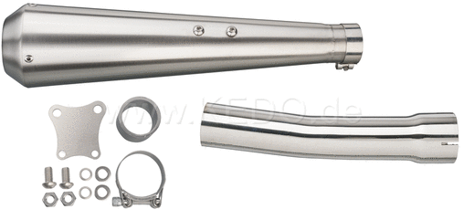 Kedo Gibbonslap Stainless Steel Silencer (NOT street legal) incl DB Killer, header pipe adapter spec. Bracket (in combination w. Center stood see # 27938) | WM0022-2