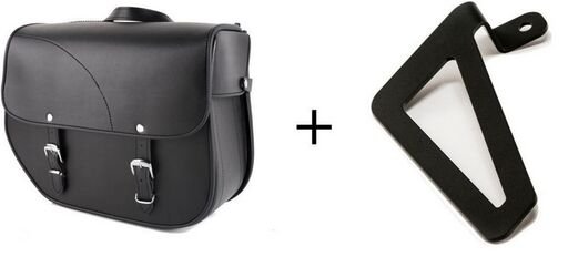 CustomAcces / カスタムアクセス Sant Louis Right Leather Saddlebag + Right Universal Support, Black | APS004N