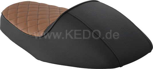 Kedo Seat 'Classic Racer' black / brown, top with hand sewn diamond pattern, ready-to-mount incl rear seat brackets. | 40582