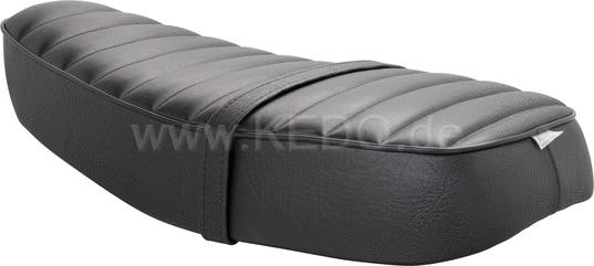 Kedo Seat 'Ultra Classic', ribbed black cover, black piping, ready-to-mount, including rear bracket 27153, length 55cm, incl passenger seat strap. | 40847