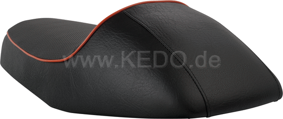 Kedo Seat 'Classic Racer', black with orange piping, including rear brackets. | 40510