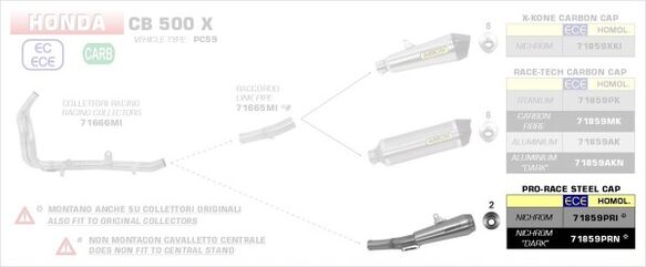 ARROW / アロー HONDA CB 500X eマーク認証 ニクロム PRO-RACE サイレンサー ウェルデッドリンクパイプ付 オリジナル / Arrowコレクター用 | 71859PRI