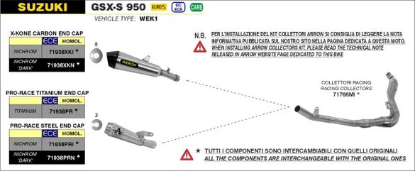 Arrow / アロー SUZUKI GSX-S 1000 21 認証マフラー ニクロム PRO-RACE サイレンサー | 71938PRI