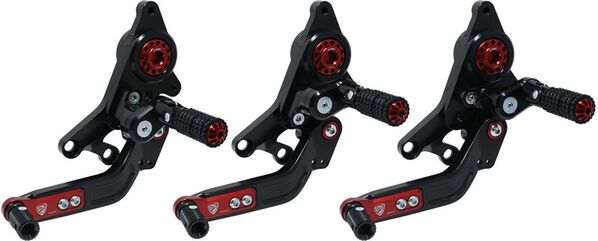 CNC Racing / シーエヌシーレーシング Adjustable rear sets rider Ducati Hypermotard 950, Black/Red | PE432BR