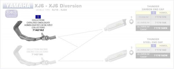 ARROW / アロー YAMAHA XJ6 '09-10 / XJ6 DIVERSION '10 4:2:1 ステンレス eマーク認証 キャタライザー コレクター | 71421KZ