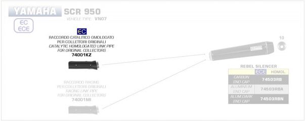 ARROW / アロー YAMAHA SCR 950 '17 eマーク認証 ステンレス リンクパイプ キャタライザー付 + オリジナルコレクター | 74001KZ