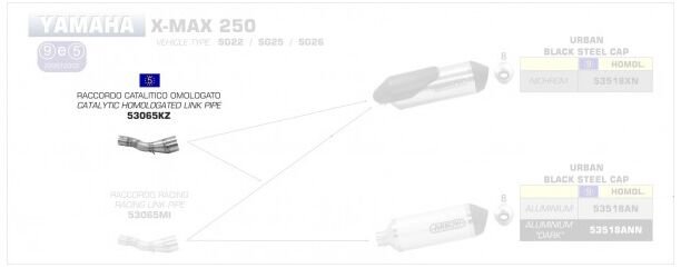 ARROW / アロー YAMAHA X-MAX 250 eマーク認証 EURO 4 コレクター | 53065KZ