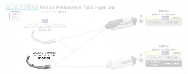 ARROW / アロー VESPA PRIMAVERA I-GET 125 '17 ステンレスコレクター | 53067MI