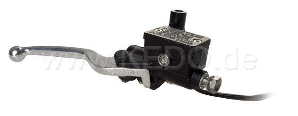 Kedo Front Brake Master Cylinder 1/2 "with aluminum Lever silver, Clamp with Mirror Thread (RH thread) and Brake Light Switch | 40222