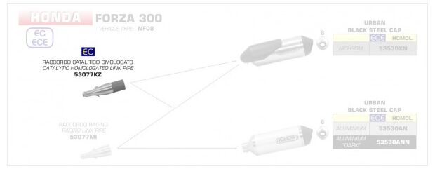 ARROW / アロー HONDA FORZA 300 '18 eマーク認証 ステンレス リンクパイプ + オリジナルコレクター | 53077KZ