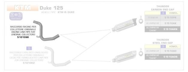 ARROW / アロー KTM DUKE 125 '11 ステンレス ミッドパイプ + オリジナルコレクター | 51010MI