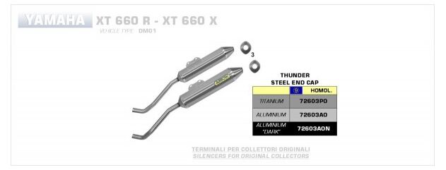 ARROW / アロー YAMAHA XT 660 X/ XT 660R '04-10 L & R チタン エキゾースト FOR STCOK コレクター | 72603PO