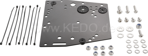 Kedo Electronic System "Evolution", aluminum black coated, electrical mounting plate for free frame triangle, mounting holes for standard- or Motogadget components | KTH-10057