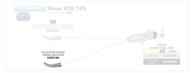 ARROW / アロー PIAGGIO VESPA GTS 125 ステンレスコレクター | 53051MI