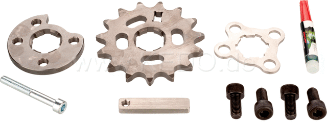 Kedo Special Repair Sprockets / Front Sprocket 15T, Reduces wear on the shaft end and pinion Allows mounting with up to 50% worn gear shaft | 90133