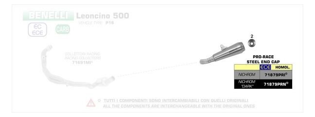 ARROW / アロー BENELLI LEONCINO 500 '17/18 eマーク認証 PRO-RACE ニクロム サイレンサー オリジナル / Arrowコレクター用 | 71879PRI