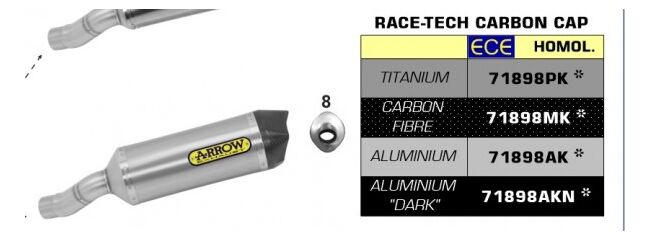 ARROW / アロー KAWASAKI ZX-6R 636 '19 eマーク認証 RACE TECH アルミダークサイレンサー カーボンエンドキャップ+ウェルデッドリンクパイプ付 | 71898AKN