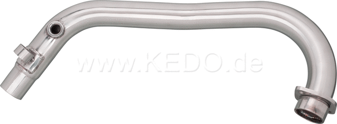 Kedo header pipe 'sweptback', Brushed Stainless Steel (d. = 44 / 41.5mm including HD-Flange, Lower Mounting Spot and lambda sensor thread (Bottom)) | 92062BR