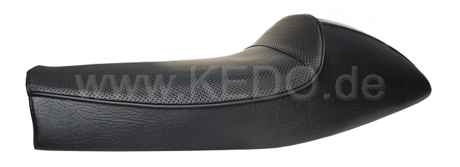 Kedo Seat 'Classic Racer', Black with White Stripes and Black Piping, including rear brackets. | 40562