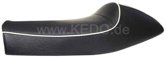 Kedo Seat 'Classic Racer', Black with White Piping, including rear brackets. | 40561