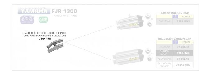 ARROW / アロー YAMAHA FJR 1300 '16 ステンレス リンクパイプ + オリジナルコレクター | 71644MI