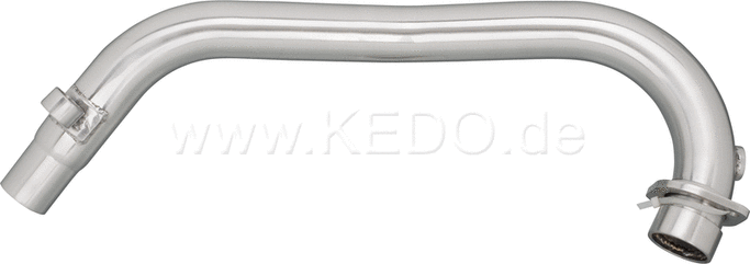 Kedo header pipe 'sweptback', Brushed Stainless Steel (d. = 44 / 41.5mm including HD-Flange, Lower Mounting Spot and lambda sensor thread (Top)) | 92061BR