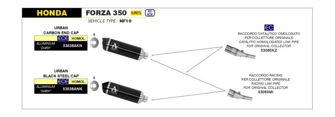 Arrow / アロー 都市排気用のアローストリートレーシングリンクパイプ | 53085MI