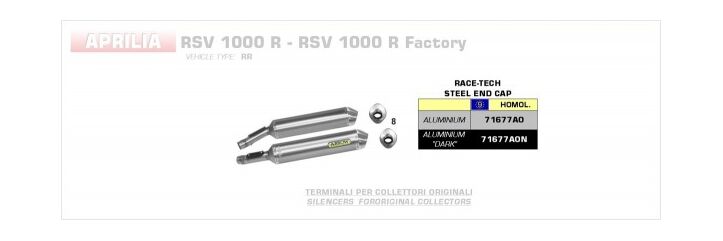 ARROW / アロー APRILIA RSV 1000 R '04- '05/ TUONO 1000 '06 アルミニウム eマーク認証 エキゾースト | 71677AO