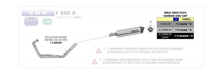 ARROW / アロー BMW F 800 R '09-10 アルミニウム eマーク認証 サイレンサー カーボンエンドキャップ付 FOR STOCK + ARROW / アロー COLLECOTRS | 71746AK