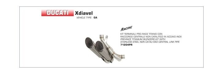 ARROW / アロー DUCATI XDIAVEL '17 チタン PRO RACING サイレンサー + 2:1:1 ステンレス GROUPING オリジナルコレクター用 | 71204PR