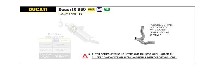 Arrow / アロー DUCATI DESERTX 950 '22 レーシングセントラルリンクパイプ (触媒取り外し) | 71771MI