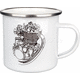 Kedo Nostalgia Mug '500cc' with stylized SR / XT500 engine, 300ml white / black in gift box, enamel with metal rim (hand rinses recommended) | 41411