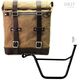Unitgarage / ユニットガレージ Canvas Side Pannier Scram 22L-30L + Left Subframe Triumph Bonneville T100 (2001-2016), Beige/Brown | U201+1005SX-Beige-Brown