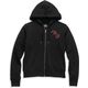 Harley-Davidson Silver Wing Script Zip Front Hoodie For Women, Black Beauty | 96247-22VW