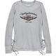 Harley-Davidson Silver Wing Side Tie Waffle Knit Top For Women, Forged Iron Heather | 96244-22VW
