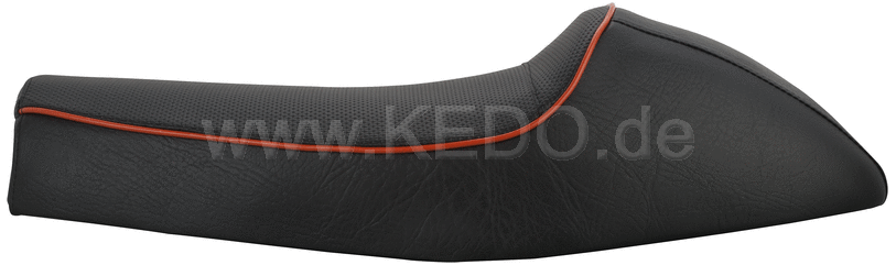 Kedo Seat 'Classic Racer', black with orange piping, including rear brackets. | 40510