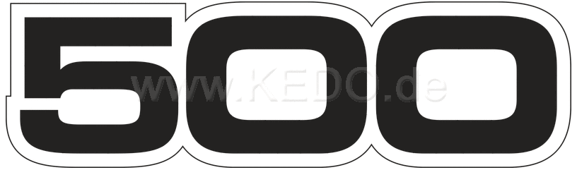Kedo Emblem Side Cover '500' black, 1 Piece, RH / LH, with small transparent edge | 29003S