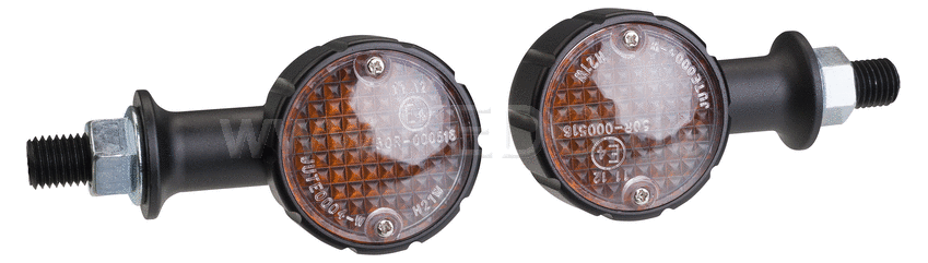 Kedo Bullet Indicator "Arizona", 1 pair, milled aluminum housing, black, diameter approx. 37mm, e-approved 12V, 20mm stem with M10 thread | 60227